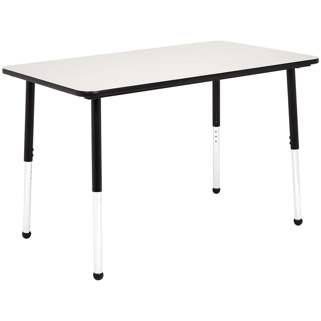 Amazon Basics Adjustable Height Rectangular Classroom Activity Table, Writing Desk for School and Home, Grey Top/Black Edge, 47" W x 29" L x 30" H