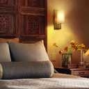 Gold Wall Sconces Set of Two Mid-Century Modern Fabric Shade Sconces Wall Lighting Indoor Brass Wall Lamp for Bedroom Hallway Living Room