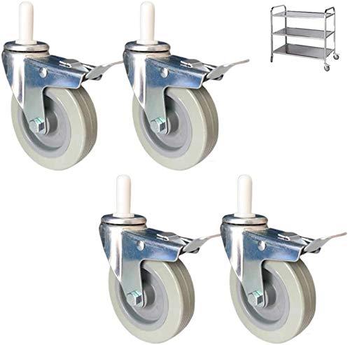 Castor Wheels Heavy Duty Moving Caster Wheels Only 2 Pack Caster Wheels Swivel No Noise with Rubber Sleeve Capacity 280kg for Kitchen Hotel Trolley Workbench