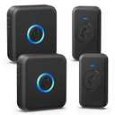 FOVKSUC Wireless Doorbell, Waterproof Door Bell with 60 Chimes, 5 Volume Levels & Mute Mode, Loud Door Bell Ringer Wireless for Home Classroom Office (2 Receiver & 2 Button, Black, U.S. Plug)
