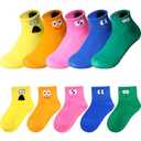 JaGely 10 Pairs Crazy Face Socks for Kids Toddler Cotton Novelty Funny Silly Socks for Boys Girls, Cartoon Style(3-5 Years)