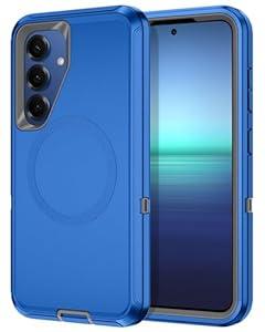 I-HONVA for Samsung Galaxy S25 Case,Galaxy S24 Case [Compatible with MagSafe] Shockproof 3-Layer Full Body Protection [Without Screen Protector] Rugged Heavy Duty Cover,Blue
