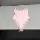 Navneet Women Sexy Lace Bodysuit Lace Trim High Cut Thong Spaghetti Strap Cami Bodysuit Going Out Tank Tops Body Suit (Small, Pink)