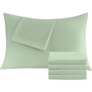 Pillowcases King 4 Pack, 20x36 Pillow Cases with Envelope Closure, Soft Plain Brushed Microfiber Covers Breathable Wrinkle-Resistant, Sage Green