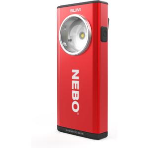 NEBO Slim Pocket Flashlight | 500 Lumens, Rechargeable Mini EDC Work Light, Magnetic Base & Dimmable Brightness, Durable & Water Resistant, Includes Charging Cable  Red