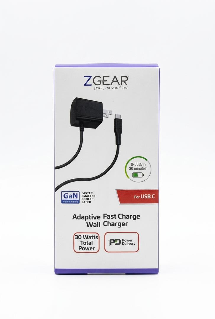 ZGear Adaptive Fast Charge Wall Charger, 30 Watts Total Power, For USB C