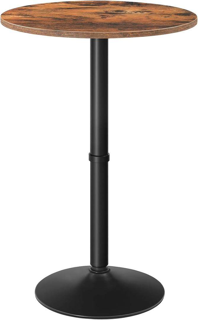 HOOBRO Round Bar Table, 35" Tall Pub Table, Cocktail Table with Base for Narrow Space, Bar Height Table for Kitchen, Easy to Assemble, Rustic Brown BF57BT01