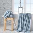 Nautica - Bath Towel Set, Cotton Bath, Hand & Washcloths, Plush, Absorbent & Quick-Dry, Striped Americana Decor, Set of 6, Oak Lake Blue
