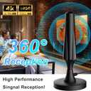 TV Antenna for Smart TV Indoor TV Antenna for Easy Installation Long Range Reception HD Antennas for TV Indoor 4k 1080P Channels Strong Magnetic Base-16.5 ft Long Cables (Black)