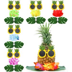 6 Sets Hawaiian Table Centerpieces Pineapple Luau Party Table Decorations Tropical Decor for Beach Summer Party