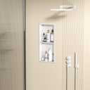 No Tile Needed Shower Niche - 304 Stainless Steel Recessed Bathroom Shelf, 2-Tier Waterproof Organizer (White, 24 Inches X 12 Inches, 2)