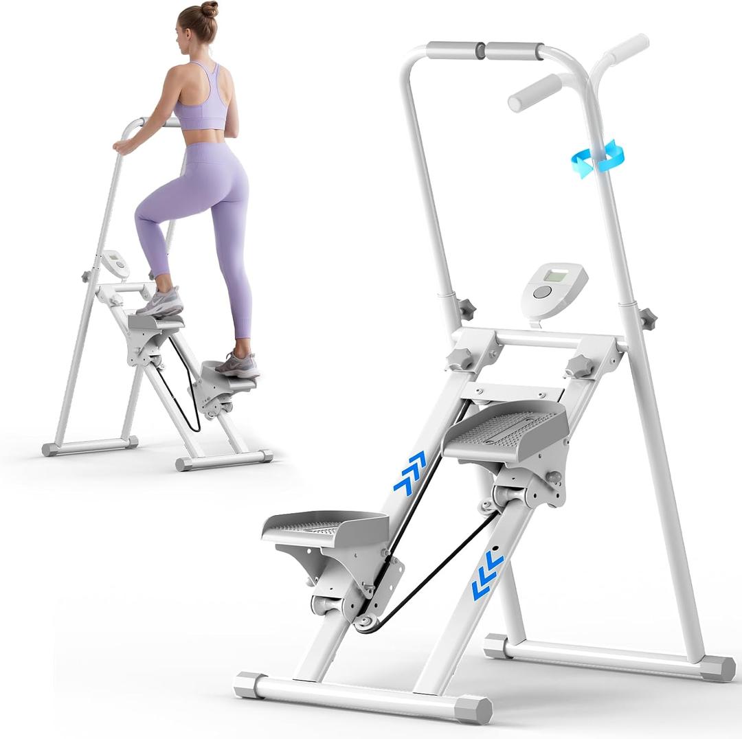 ZCMHAXJ Foldable Stair Stepper for Home, Adjustable Stair Climber with 4 Heights & 3 Angles, Compact Folding Vertical Stair Master for Exercise at Home for Full-Body Workout