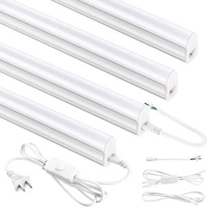 4FT LED Shop Lights, 2300LM 6500K Bright White LED Integrated Fixture, 20W Linkable Garage Light, Ceiling and Cabinet Light with ON/Off Switch, Workshop, Basement, FCC Certified, 4 Pack