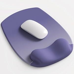 ErgoFlow Gel Wrist Rest Mouse Pad - Ergonomic Cushion for Desk, Cute Aesthetic Computer Decor for Women; Small Mousepad Mat & Laptop Pads - Office, Home Support & Ergo Accessories Supplies (Purple)