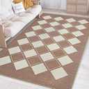 8x10 Washable Area Rug for Living Room Bedroom, Checkered Rug Non-Slip Fuzzy Fluffy, Indoor Modern Carpe for Home Aesthetic Decor