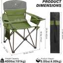 Oversized Camping Chairs 2 Pack - Heavy Duty 400LBS Padded Lawn Chair with Cooler Bag,Cup Holder,Side Pocket,Collapsible for Outdoor,Camp,Fishing & Garden,Olive Green, 21" x 22.1" x 35.4"