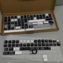 WOB PBT Double Shot Custom Keycap Set,174 Keys Black and White Gaming Key Caps Cherry Profile Keycaps for 61/64/68/84/87/100/104/108 Mechanical Keyboard