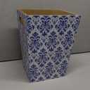2.5 Gallons Small Decorative Chinoiserie Floral Trash Can Wood Rustic Farmhouse Waste Basket with Handles Trash Bin Garbage Can for Bedroom Bathroom Kitchen Home Office