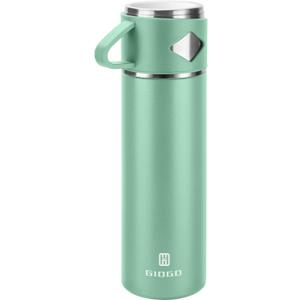 Stainless Steel Thermo 700ml/23.7oz Vacuum Insulated Bottle with Cup for Coffee Hot drink and Cold drink water flask.(Green,Single)
