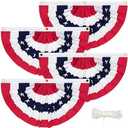 Coneatness 4th of July Decorations Huge Bunting Flags 3 x 6 Ft with Grommets, Large American Pleated Fan Banner, Fourth of July Flag USA Patriotic Red White and Blue Decor for Memorial Day Veterans (3x6 Ft-4 Pcs)