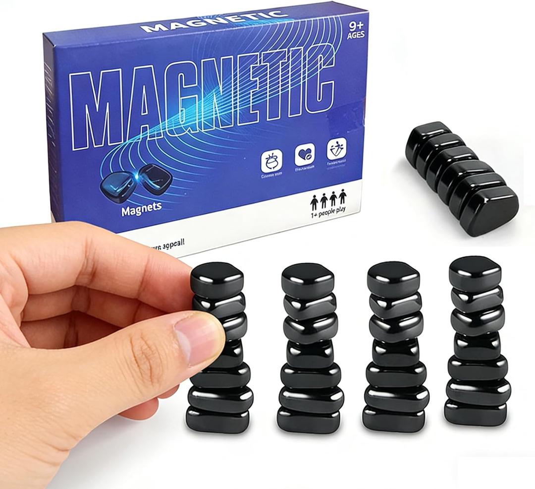 Magnet Game with 32 Stones, Magnetic Chess Game with String, for Family & Party & Travel & Camping, Puzzle Strategy Games