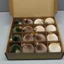 Christmas Tree Ornaments 16 Pcs Velvet Christmas Balls Bulk Flocked Christmas Tree Ball Ornaments for Holiday Wedding Party Christmas Tree Hangings (Brown & Green, 3.15Inch)