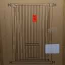 40.55" Tall 1.37" Ultra Narrow Spacing Dogs Pets Baby Gate with Door for Doorway Cat Safety Proof Indoor 30.12-61.61" Extra Wide Puppy Pressure Mounted Black Metal Hallway