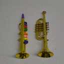 Amylove Set of 2 Musical Instruments Including Toy Clarinet and Trumpet, Plastic, Portable, 8 Colored Keys Early Educational Toys for Musical Gifts(Gold)