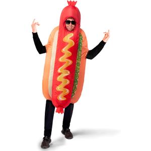 Spooktacular Creations Adult Inflatable Costume, Full Body Hotdog Blow-up Costume, Deluxe Food Themed Halloween Costume for Cosplay Parties