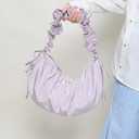 Nylon Crossbody Bags for Women, Ruffled Crescent Bag with Adjustable Strap, Large Capacity Casual Hobo Dumpling Shoulder Bag