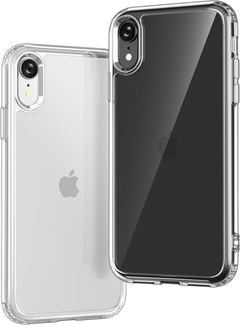 ONES for iPhone XR Case Clear, [PC + TPU Hybrid][Military-Grade Drop Protection][Anti-Yellowing], Shockproof Silicone Hard Cover for iPhone XR, Transparent Slim Case