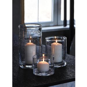 Hurricane Candle Holders for Pillar Hand Blown Glass Cylinder Vases Table Centerpiece Bulk Room Decor Clear Seeded Bubbles Living Dining Kitchen Island 10" 7" 4" Set of 3