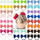 CLLOT Toddler Hair Accessories - 40pcs 2.75" Elastics Rubber Ribbon Bands, Bows for Baby Girls, Kids & Children