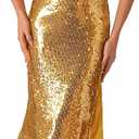 Allegra K Women's Sequin Skirt Sparkly Glitter Side Slit High Waisted Party Cocktail Club Midi Pencil Skirts (Gold, Large)