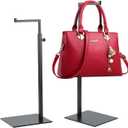Purse Display Stand - 2 Pack Solid Black Bag Display Rack Stands, Counter Adjustable Height Stainless Steel Purse Handbag Holder Display Stand