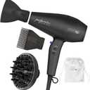 Conair Infiniti Pro Hair Dryer with Diffuser Plus 2 Other Attachments and Drawstring Storage Bag | Performa Series Hair Dryer | Blow Dryer with Professional Performance Motor | Black (1 Count( Pack of 1)