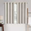 MIULEE Linen Textured Curtains for Bedroom Solid 100% Blackout Thermal Insulated Cream White Grommet Room Darkening Curtains & Drapes Luxury Decor for Living Room 52 x 45 Inch (2 Panels)