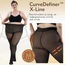 Fleece Lined Tights Leggings Women Plus Size,Thermal Warm Skin Tone Black Sheer for Winter Smooth Out Fat Lumps (XXL)