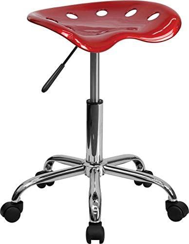 Flash Furniture Taylor Vibrant Wine Red Tractor Seat and Chrome Stool