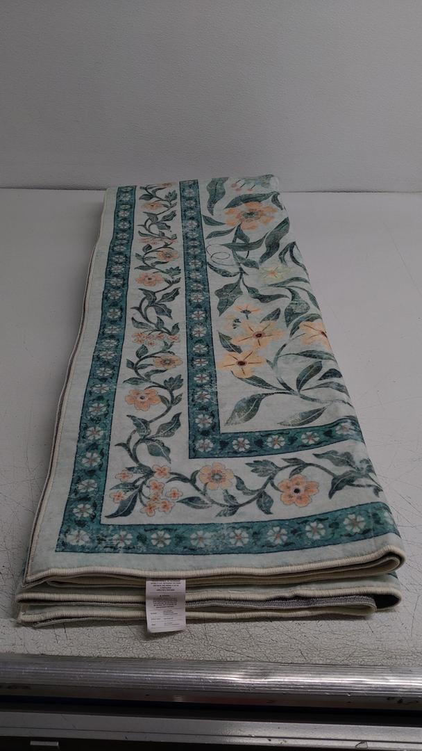 Floral Machine Washable  Rug 5Ftx7Ft