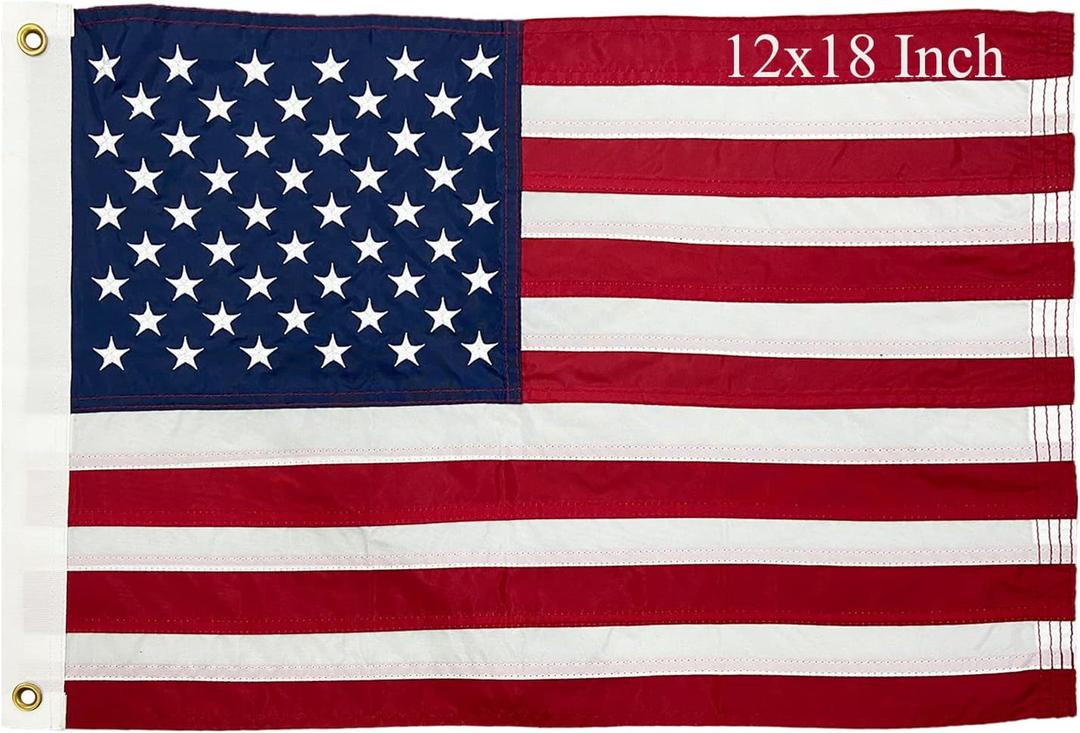 American Flag 12x18 Inch Small American Boat Flag Embroidered Stars Heavy Duty Us Flags Outside for Boat Outdoor Indoor
