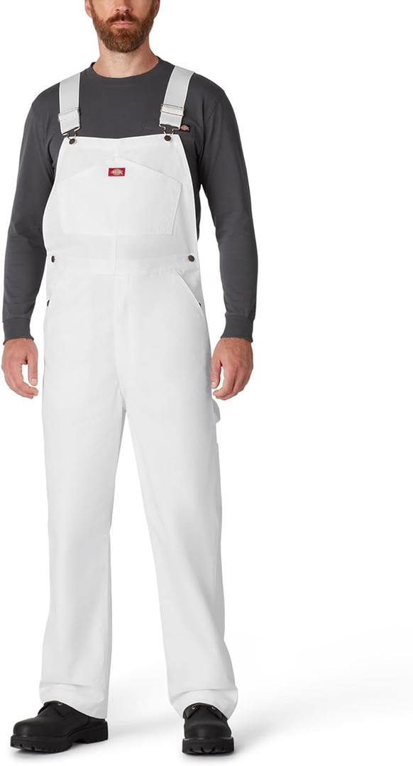 Dickies Men's Painters Bib Overall (34W x 30L, White)