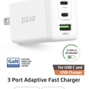 ZGear 3 Port Adaptive Fast Charger 65 Watts Of Power
