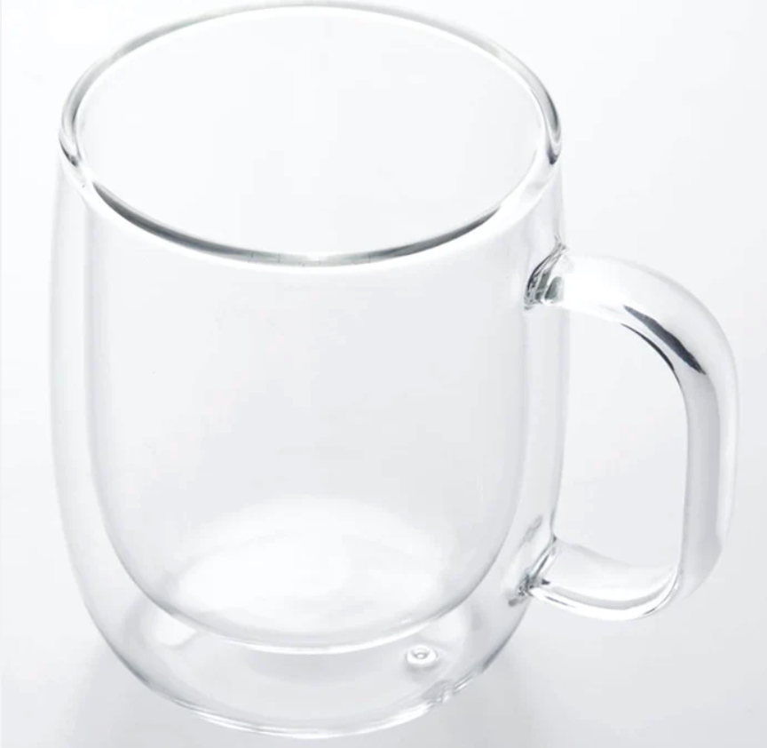 Double Wall Glass Coffee Glass Heat Resistant Glass, Clear, 4 Pack