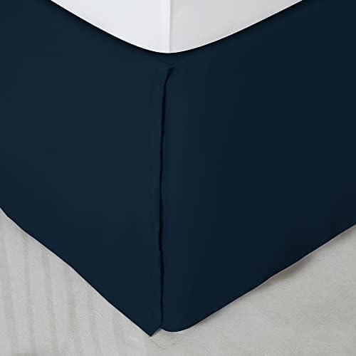 SONIVE Queen Bed Skirt,15" Drop Pleated Dust Ruffle,Classic Tailored Easy Fit Brushed Microfiber Skirts Hotel Quality Shrinkage & Fade Resistant Navy Blue