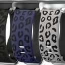 3 Pack Leopard Engraved Bands Compatible with Samsung Galaxy Watch Ultra Bands 47mm(2025/2024), Breathable Soft Silicone Waterproof Replacement Straps Wristbands for Samsung Watch Ultra 2/Ultra Band (Black, Midnight Blue&Black, Gray&Black)