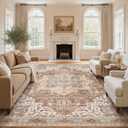 DTICON Vintage Washable 12x15 Area Rug Living Room Rugs, Brick Red