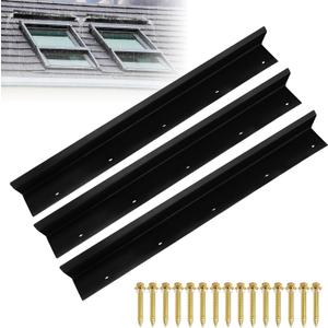 3 pcs Rain Diverter for Roof, 39 Inch Powder Coated Roof Rain Diverter with Nails, Rainwater Splash Guard for Shingle Roofs, Doorways, Windows, Chimneys and Roof Vents, Weatherproof Protection