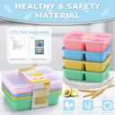 Bento Snack Box Containers, Meal Prep Container Reusable for Kids, Stackable Bento Box Adult 4 Pack, Divided Food Storage Containers with Clear Lids, Sauce Container, Light Colors