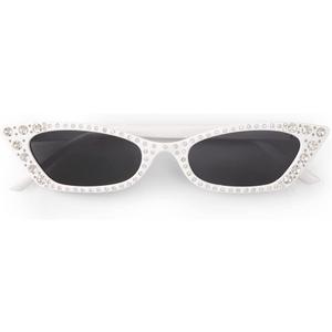 xo, Fetti White Bedazzled Cat Eye Sunglasses | White Bachelorette Party Favor, Bridesmaid Sunnies Gift, y2k Birthday Party Decorations + Cool Halloween Costume